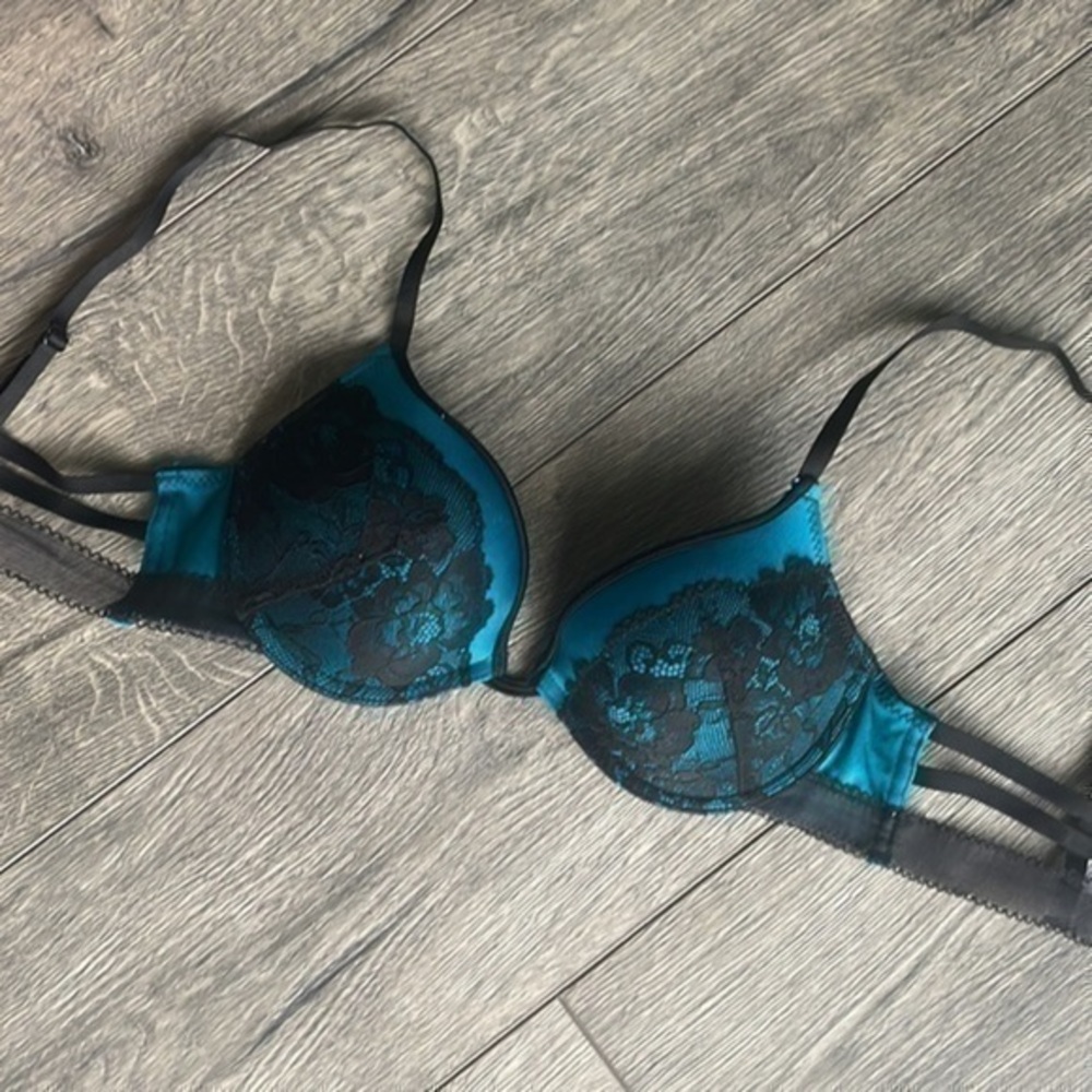 Joe boxer bra 36C turquoise black lace sexy bra